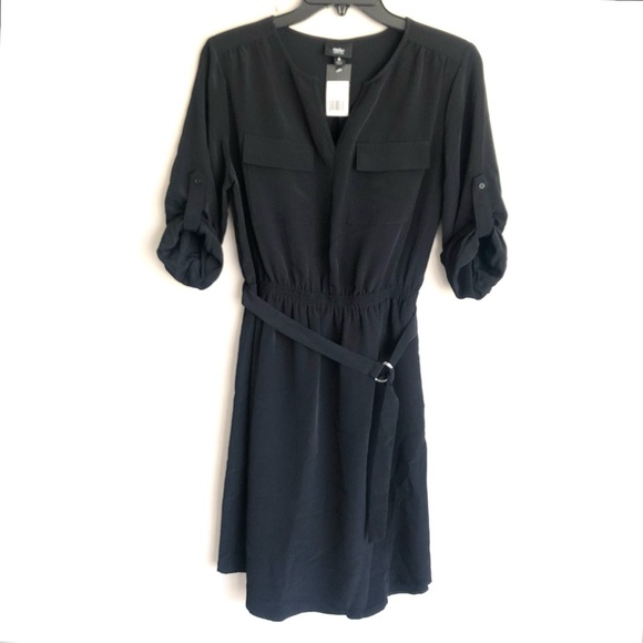 MOSSIMO Shirt Dress Black Roll Tab Sleeves - Picture 10 of 13